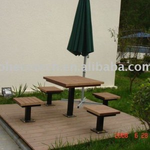 Outdoor furniture, wood looking garden leisure desks and chairs
