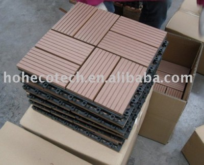 Wood composite deck tiles