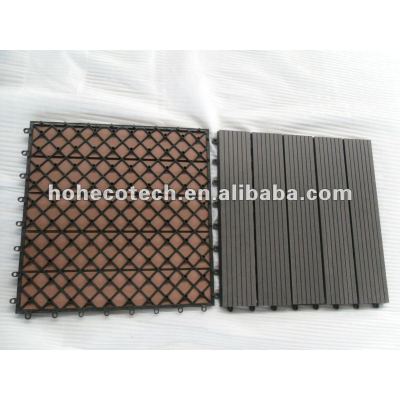 Interlocking outdoor deck tiles