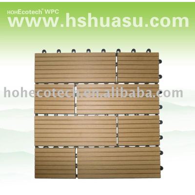 new style! WPC deck tile, composite plastic wood decking floor tiles