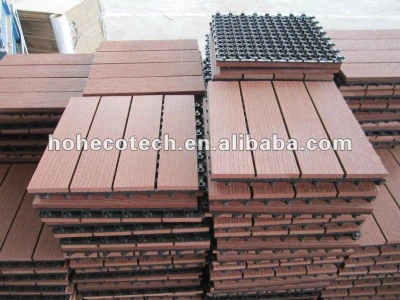 300mmx300mm Recycling Wood plastic composite embossing cedar color sauna flooring board Patio WPC DIY tile