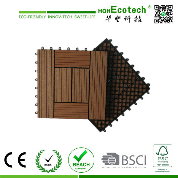 Recycled wood plastic composite deck tiles