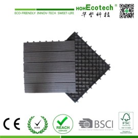 400*400mm Wood Plastic Composite Interlocking Decking Tiles with plastic black base