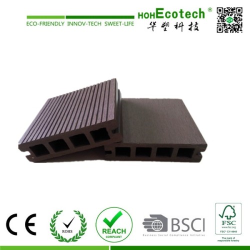 Grooved Hollow Wood Plastic Composite Decking , Wood Color WPC Board,outdoor decking