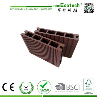 Exterior Wide Groove WPC Decking Board , Hollow Decking Plastic Composite Deck flooring