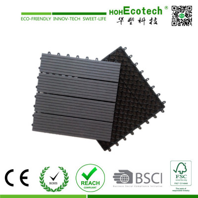 Interlocking WPC decking tiles , outdoor garden flooring covering wpc tiles , plastic back base wpc tile