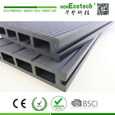 Two surfaces grooved dark color wood plastic composite decking