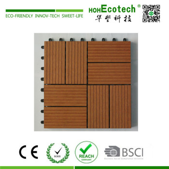 Plastic base wood-plastic composite interlocking deck tile
