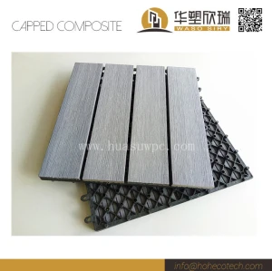 Co-extrusion brushing surface wpc composite interlocking deck tile