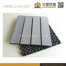 Co-extrusion brushing surface wpc composite interlocking deck tile