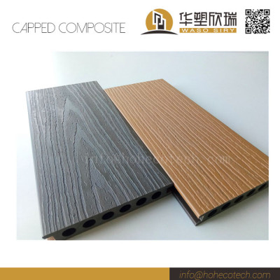 External waterproof co-extrusion wood plastic composite deck floor with 2 colors
