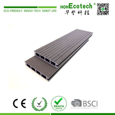Grooved surface anti slip grey plastic wood composite deck