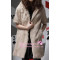 Women's Rabbit Fur Vests Coats Fur Jackets With Cap Apricot 1Z