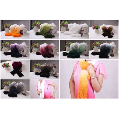 03Y Rabbit Fur Scarves Rabbit Fur Scarf Rabbit Fur Shawl With Flowers Fur 11 Colors 6 Piece/Lot