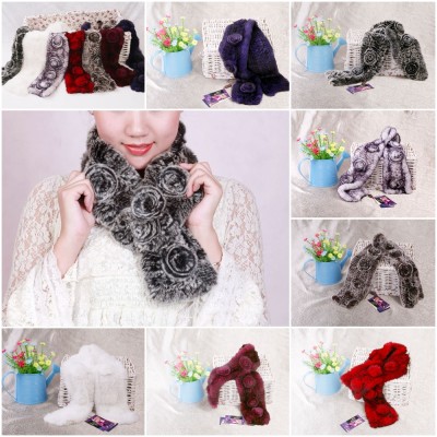 01Y Rabbit Fur Scarves Rabbit Fur Scarf Rabbit Fur Shawl With Flowers Fur 7 Colors