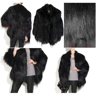 Women's Goatskin Vests Goat Fur Vests Goat Fur Caots Jackets Goatskin Coats Jackets Black Z26