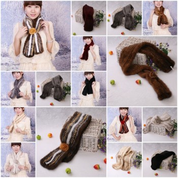 08Y Women's Mink Fur Scarves Mink Fur Scarf Mink Fur Wraps Fur Shawl Mink Knitted Scarf Fur Flower 8 Colors