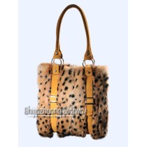 Fur Bags Fur Bag Rabbit Fur Bags Rabbit Fur Tote Bags Handbags Leopard spots D01