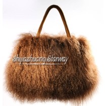 Fur Bags Fur Bag Sheepskin Fur Bag Sheepskin tote Bags Handbags Brown D02