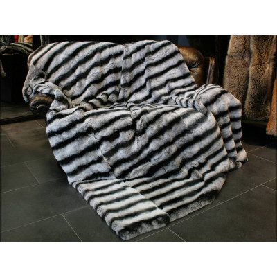 Rex Rabbit Fur Blanket - Chinchilla Style B047
