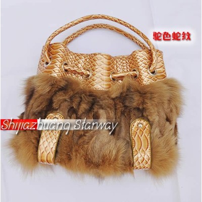 Luxurious fur bags Fox Fur Bags Fox Fur messenger bag sling Black shoulder Bags J07 Camel Serpentine