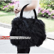 Fur Bags Sheepskin Bags Australian Sheepskin  Messenger Bags Sling Black Shoulder Bags J08 Black