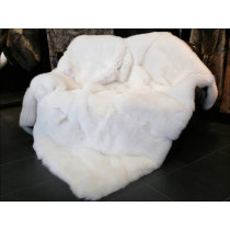SAGA Shadow fox fur blanket - white B10