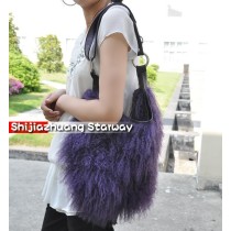 Fashion Fur Bags Sheepskin Bags Sheepiskin  shoulder bags messenger bag sling J03 Purple