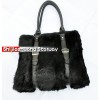 Fur Bags Rabbit Pack Leopard spots messenger bag sling J02 Black