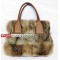 Fur bags Rabbit Fur Bags Rabbit Fur Wild rabbit Satchel messenger bag sling Bow J05 Natural Color