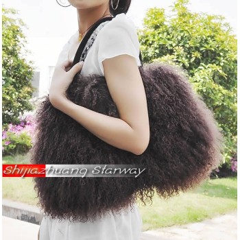 Fur Bags Sheepskin Bags Australian Sheepskin  Messenger Bags Sling Black Shoulder Bags J08 Brown
