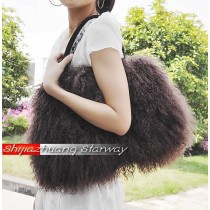Fur Bags Sheepskin Bags Australian Sheepskin  Messenger Bags Sling Black Shoulder Bags J08 Brown
