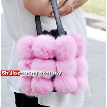 Fur Bags Rabbit Fur Bags Rabbit Fur messenger bag sling tote bags Sphere Bags J10 Pink