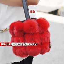 Fur Bags Rabbit Fur Bags Rabbit Fur messenger bag sling tote bags Sphere Bags J10 Red