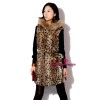 Women's Fur Vests Waistcoat Rabbit Fur Vests Waistcoat With Cap Panther Print Leopard Grain Spots 2 Colors XV16