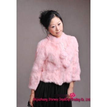 Women's Fur Coats Rabbit Fur Coats Rabbit Fur Jackets With Fur Ball Casual Style 4 Colors R22