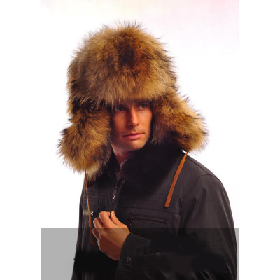 Men's Russian Hats (Raccoon) - Genuine Winter Russian Ushanka Fur Hats Winter Hats Z93-1