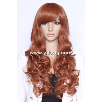 synthetic loose curl hair wigs,oblique bang wigs