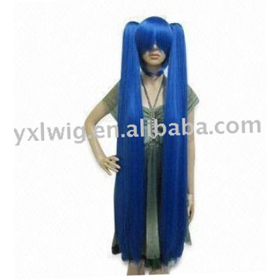 Long Blue Synthetic Cosplay Wig