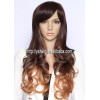 Faded Color Oblique Fringe Synthetic Fashion Wig