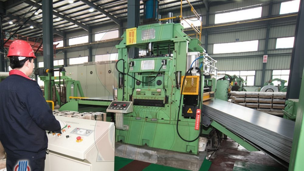 Cut steel sheets in fabrication