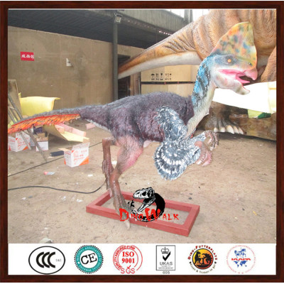 animatronic dinosaur model with feathers