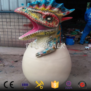 Amusement park fiberglass dinosaur trash can