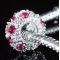 Silver Plated Pink Rhinestone Charm SPCER Beads P17
