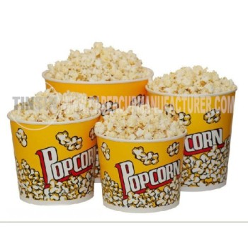 yellow design popcorn cups and tubs