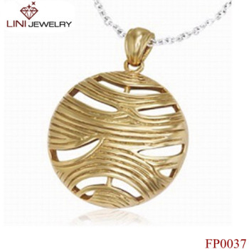 Stainless Steel Circle Hollow Pendant with Gold Plated/FP0037
