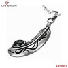 Stainless Steel Feather Pendant with Glass Stone/Fit for Age 7-30