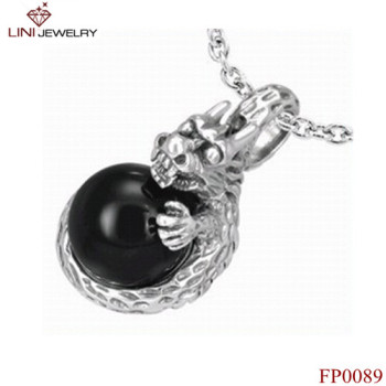 316L Stainless Steel dragon Playing A Ball Pendant