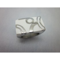 Lini Jewelry Stainless Steel Rectangle Ring/White Glue