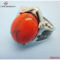 Red Turquoise Steel Ring